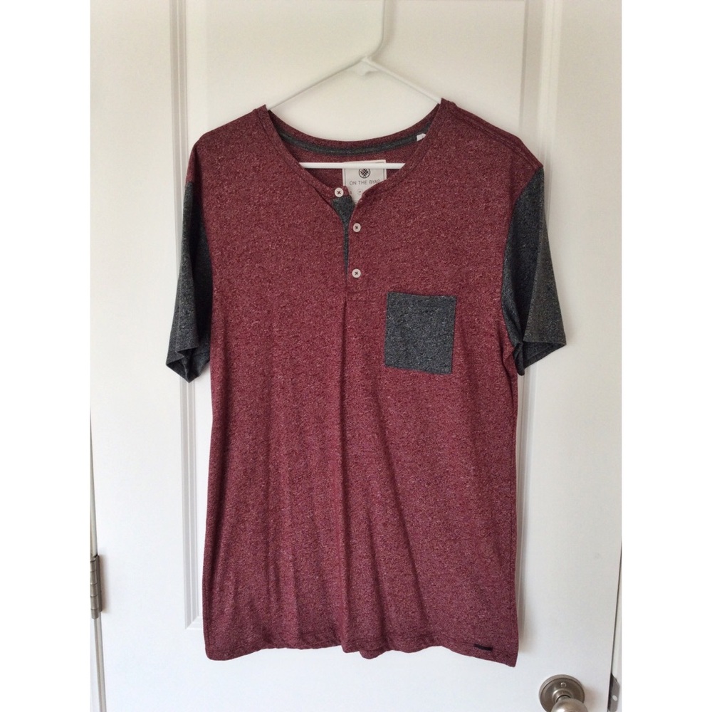 Men's On the Byas Maroon Short Sleeve 3 Button